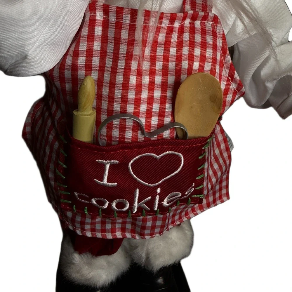Chef Santa Claus‎ Gingham Apron I Love Cookies Christmas Decor 17